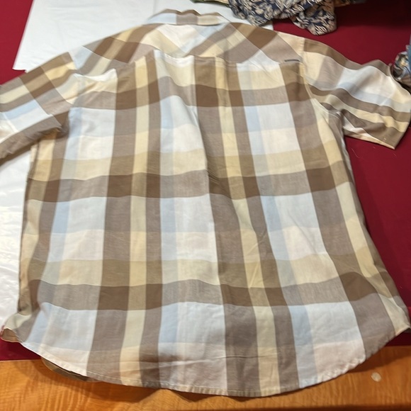 Gotcha PLAID Shirt TAN BLUE BEIGE Button up Short Sleeve Casual Y2K 90s mens XL - Picture 10 of 10